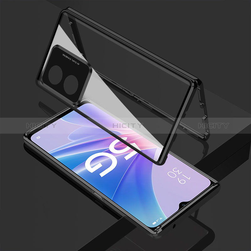 Coque Rebord Bumper Luxe Aluminum Metal Miroir 360 Degres Housse Etui Aimant pour Oppo A1 Pro 5G Plus