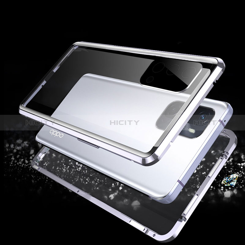 Coque Rebord Bumper Luxe Aluminum Metal Miroir 360 Degres Housse Etui Aimant pour Oppo A16 Plus