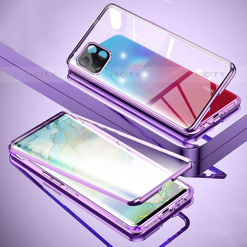 Coque Rebord Bumper Luxe Aluminum Metal Miroir 360 Degres Housse Etui Aimant pour Oppo A53 5G Plus