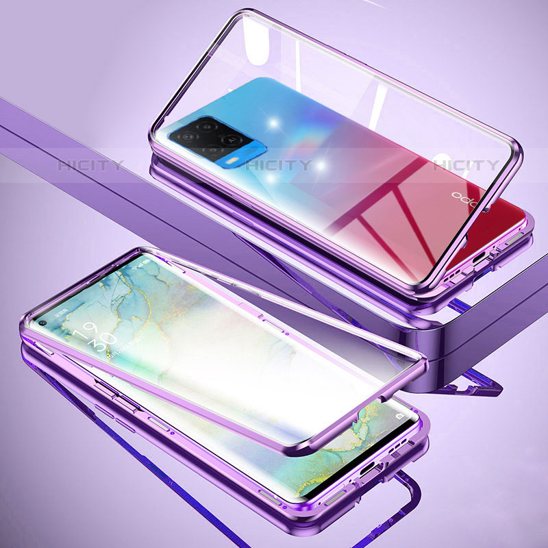 Coque Rebord Bumper Luxe Aluminum Metal Miroir 360 Degres Housse Etui Aimant pour Oppo A54 4G Plus