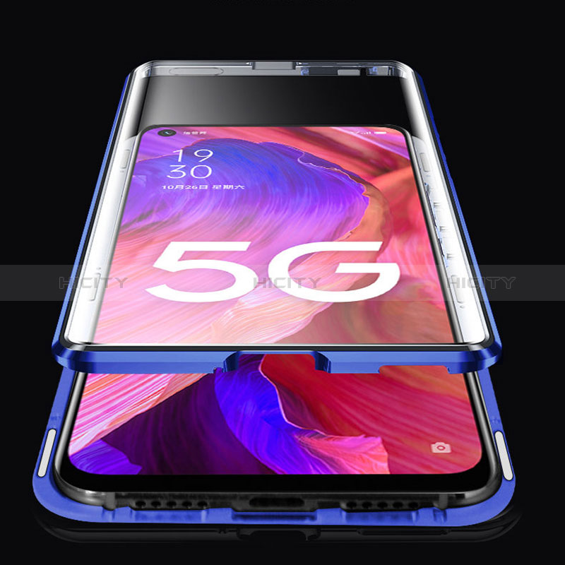 Coque Rebord Bumper Luxe Aluminum Metal Miroir 360 Degres Housse Etui Aimant pour Oppo A74 5G Plus