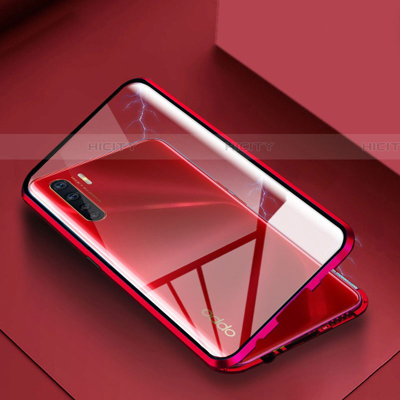 Coque Rebord Bumper Luxe Aluminum Metal Miroir 360 Degres Housse Etui Aimant pour Oppo A91 Plus