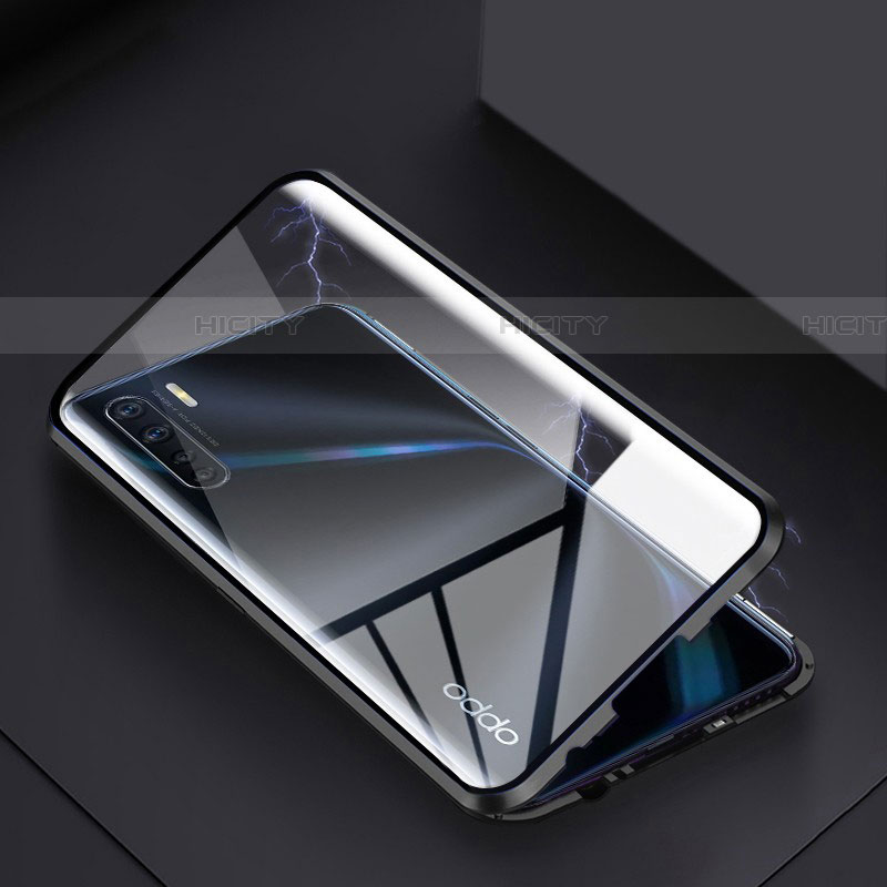 Coque Rebord Bumper Luxe Aluminum Metal Miroir 360 Degres Housse Etui Aimant pour Oppo A91 Plus