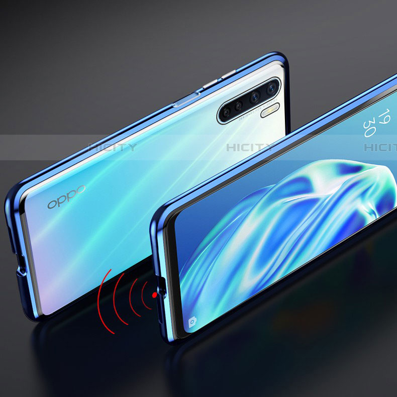 Coque Rebord Bumper Luxe Aluminum Metal Miroir 360 Degres Housse Etui Aimant pour Oppo A91 Plus