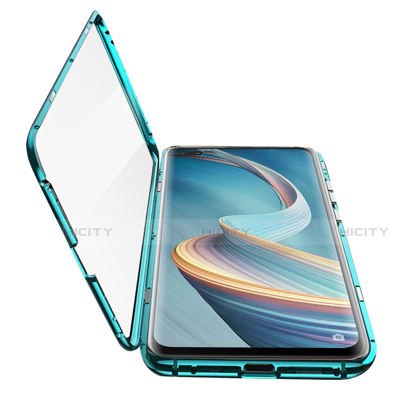 Coque Rebord Bumper Luxe Aluminum Metal Miroir 360 Degres Housse Etui Aimant pour Oppo A92s 5G Plus