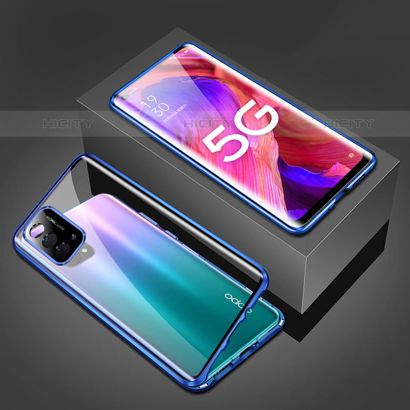 Coque Rebord Bumper Luxe Aluminum Metal Miroir 360 Degres Housse Etui Aimant pour Oppo A93 5G Plus