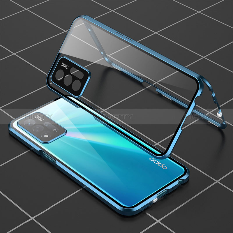 Coque Rebord Bumper Luxe Aluminum Metal Miroir 360 Degres Housse Etui Aimant pour Oppo A93s 5G Plus