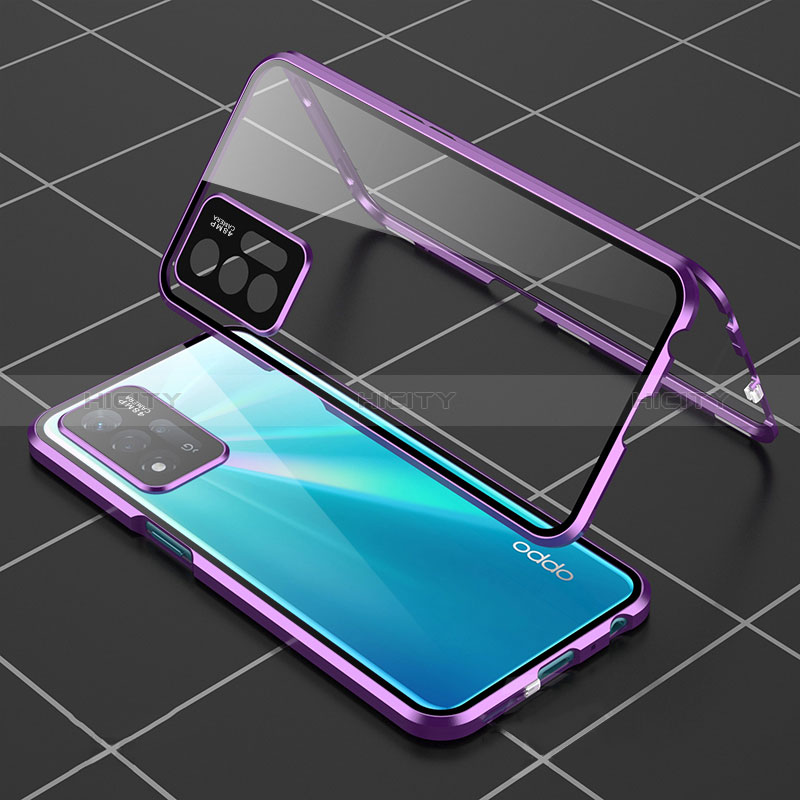 Coque Rebord Bumper Luxe Aluminum Metal Miroir 360 Degres Housse Etui Aimant pour Oppo A93s 5G Plus