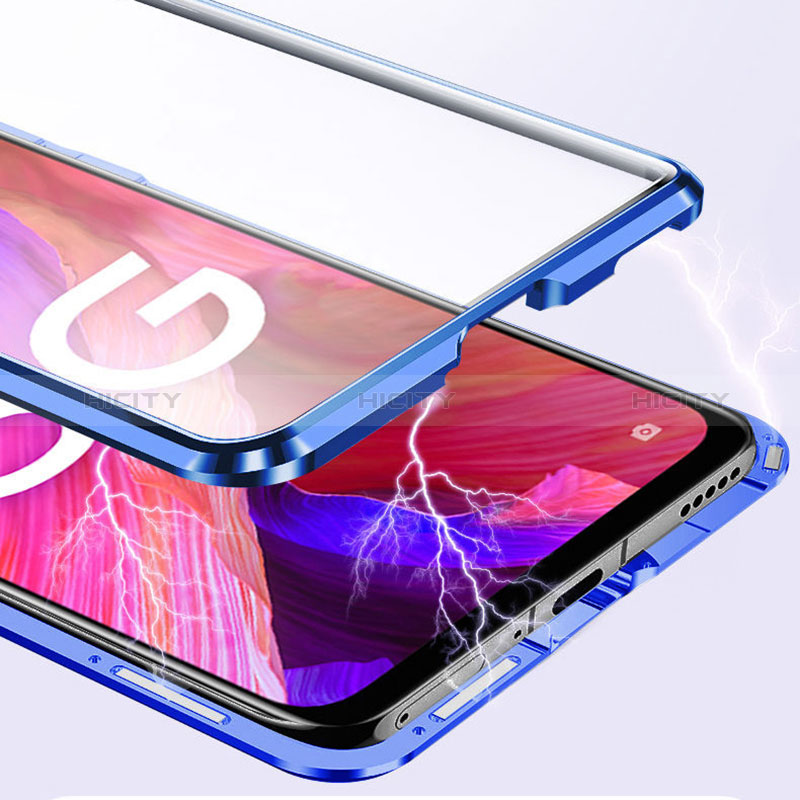 Coque Rebord Bumper Luxe Aluminum Metal Miroir 360 Degres Housse Etui Aimant pour Oppo A93s 5G Plus