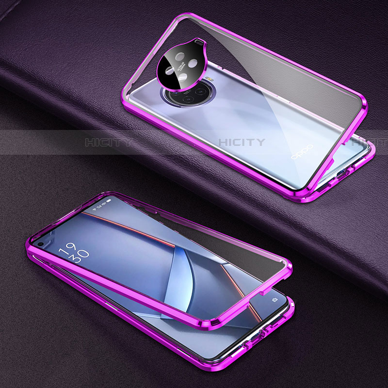 Coque Rebord Bumper Luxe Aluminum Metal Miroir 360 Degres Housse Etui Aimant pour Oppo Ace2 Plus