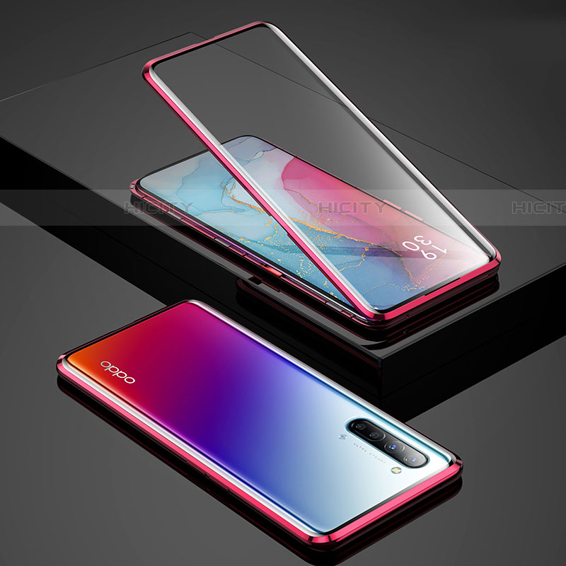 Coque Rebord Bumper Luxe Aluminum Metal Miroir 360 Degres Housse Etui Aimant pour Oppo Find X2 Lite Plus