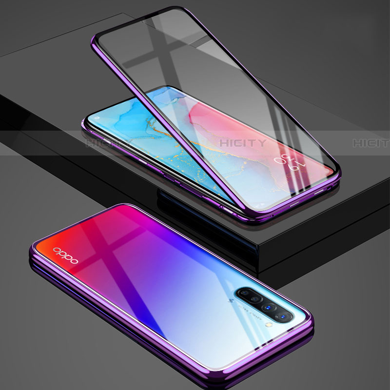 Coque Rebord Bumper Luxe Aluminum Metal Miroir 360 Degres Housse Etui Aimant pour Oppo Find X2 Lite Plus