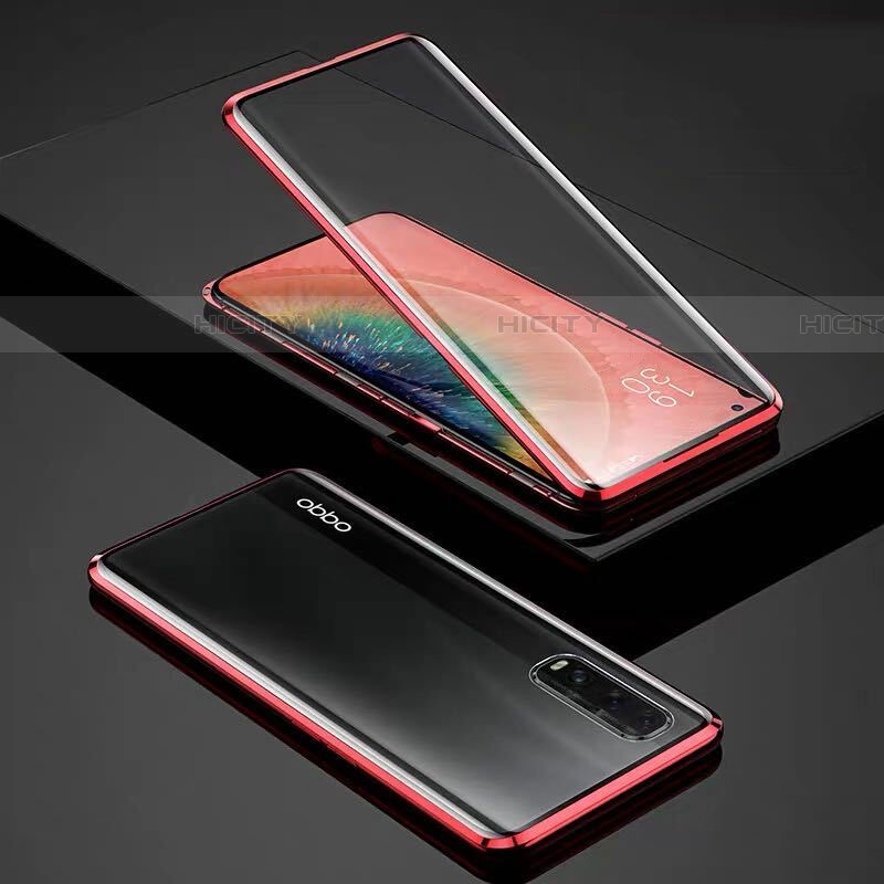 Coque Rebord Bumper Luxe Aluminum Metal Miroir 360 Degres Housse Etui Aimant pour Oppo Find X2 Plus