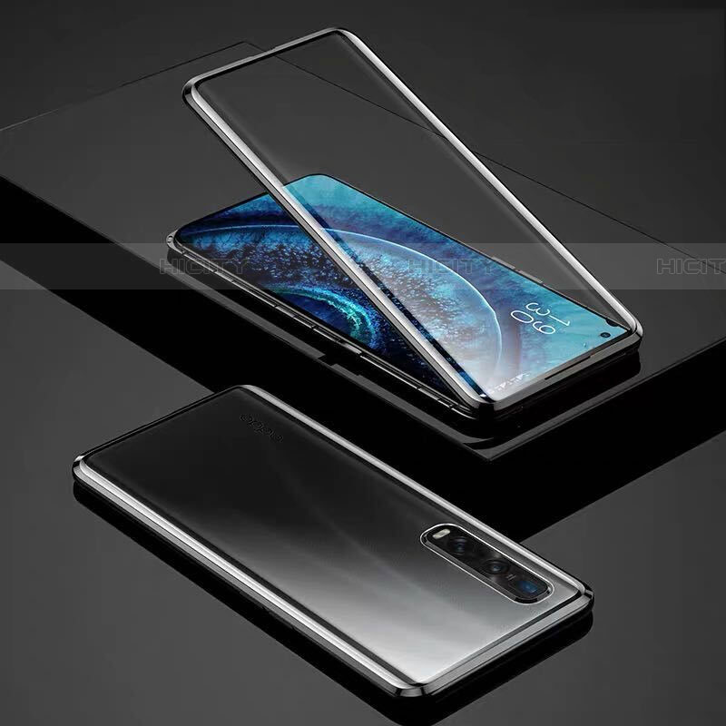 Coque Rebord Bumper Luxe Aluminum Metal Miroir 360 Degres Housse Etui Aimant pour Oppo Find X2 Pro Plus