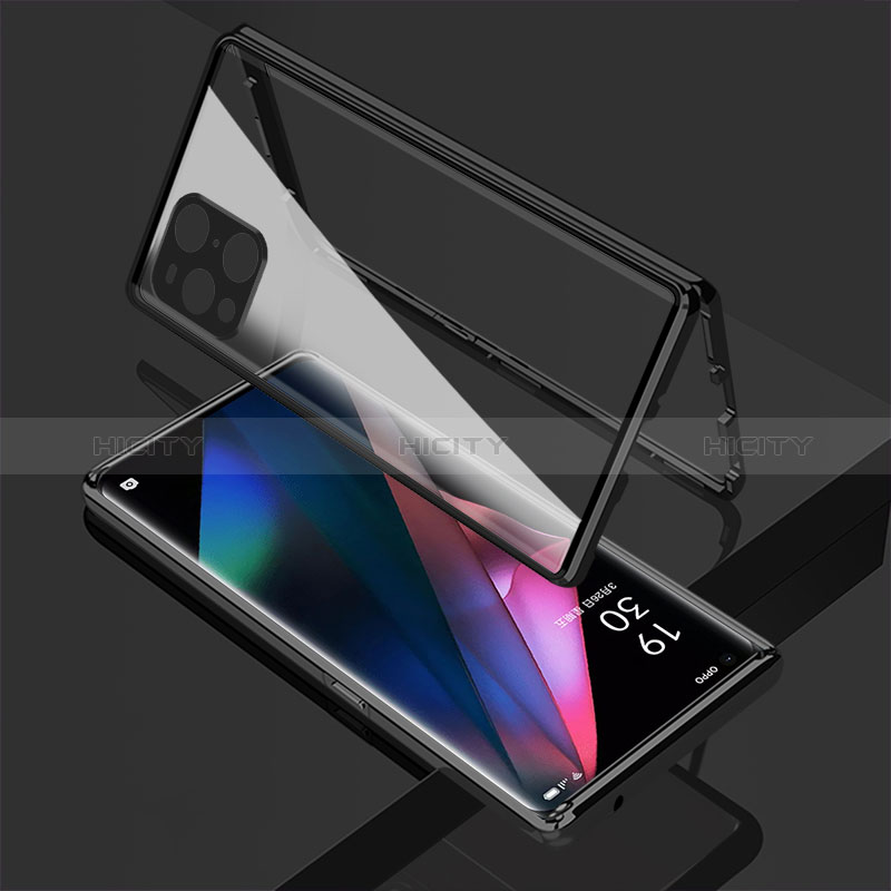 Coque Rebord Bumper Luxe Aluminum Metal Miroir 360 Degres Housse Etui Aimant pour Oppo Find X3 5G Plus