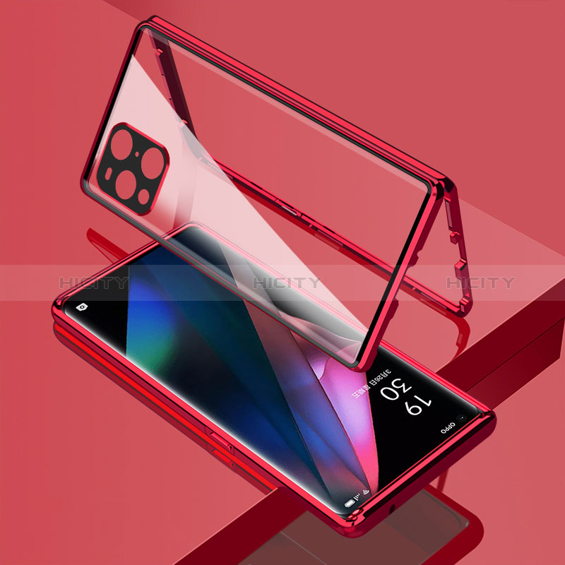 Coque Rebord Bumper Luxe Aluminum Metal Miroir 360 Degres Housse Etui Aimant pour Oppo Find X3 5G Plus