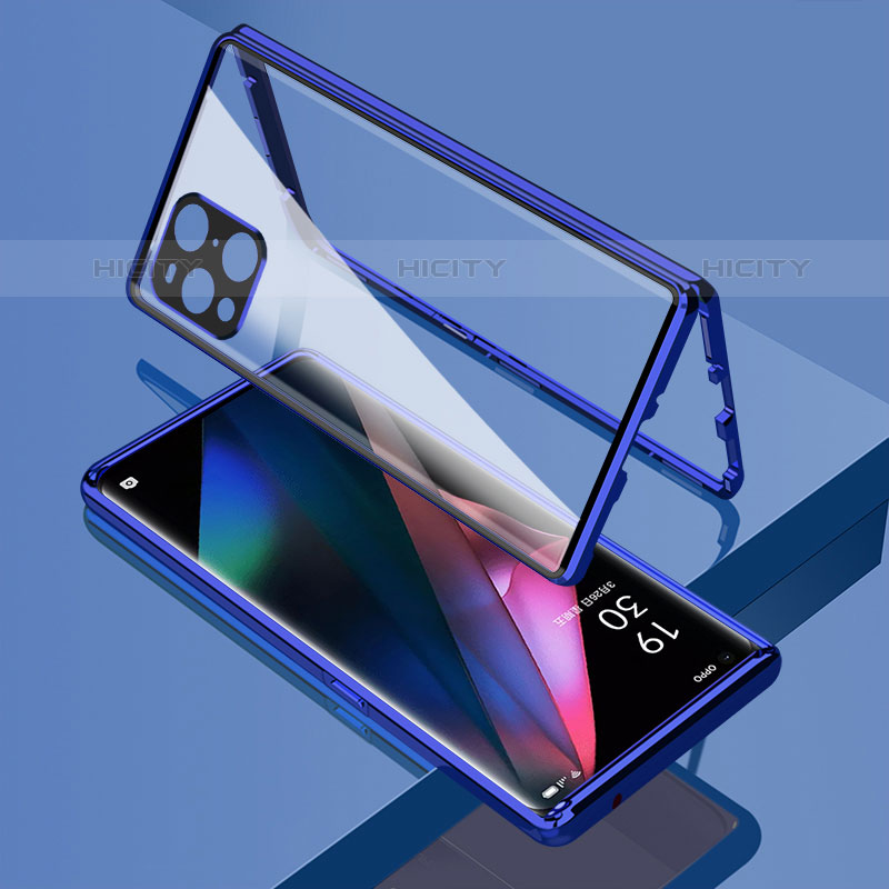 Coque Rebord Bumper Luxe Aluminum Metal Miroir 360 Degres Housse Etui Aimant pour Oppo Find X3 Pro 5G Plus