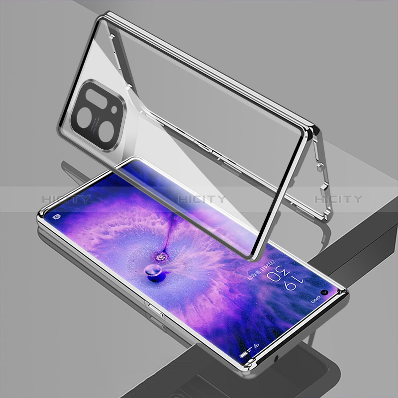 Coque Rebord Bumper Luxe Aluminum Metal Miroir 360 Degres Housse Etui Aimant pour Oppo Find X5 5G Plus