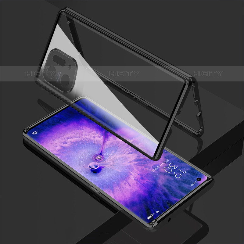 Coque Rebord Bumper Luxe Aluminum Metal Miroir 360 Degres Housse Etui Aimant pour Oppo Find X5 Pro 5G Plus