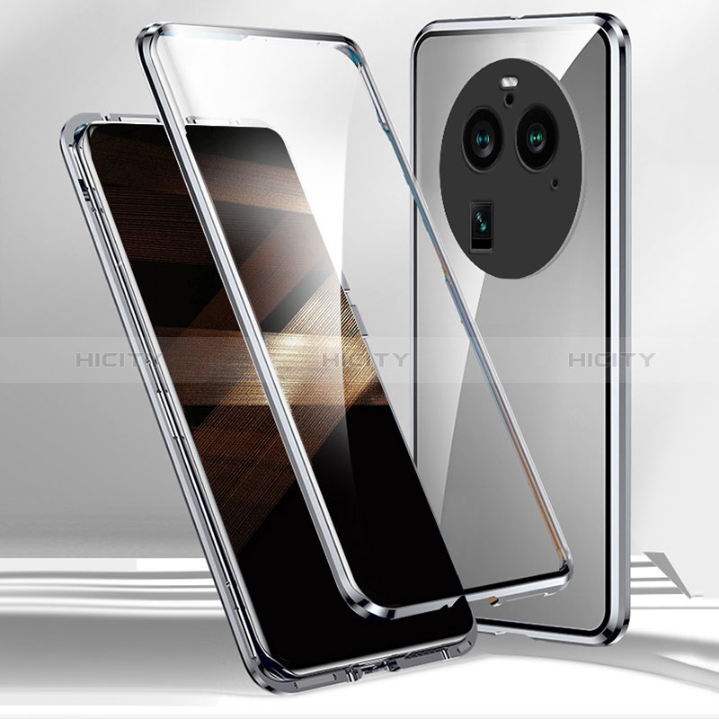 Coque Rebord Bumper Luxe Aluminum Metal Miroir 360 Degres Housse Etui Aimant pour Oppo Find X6 5G Plus