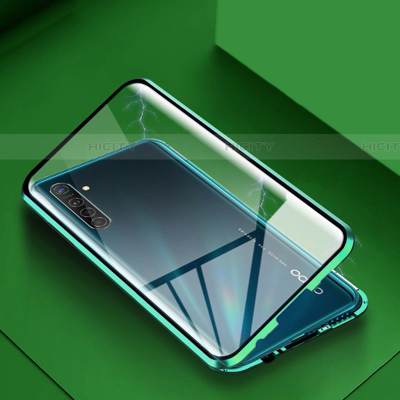 Coque Rebord Bumper Luxe Aluminum Metal Miroir 360 Degres Housse Etui Aimant pour Oppo K5 Vert Plus