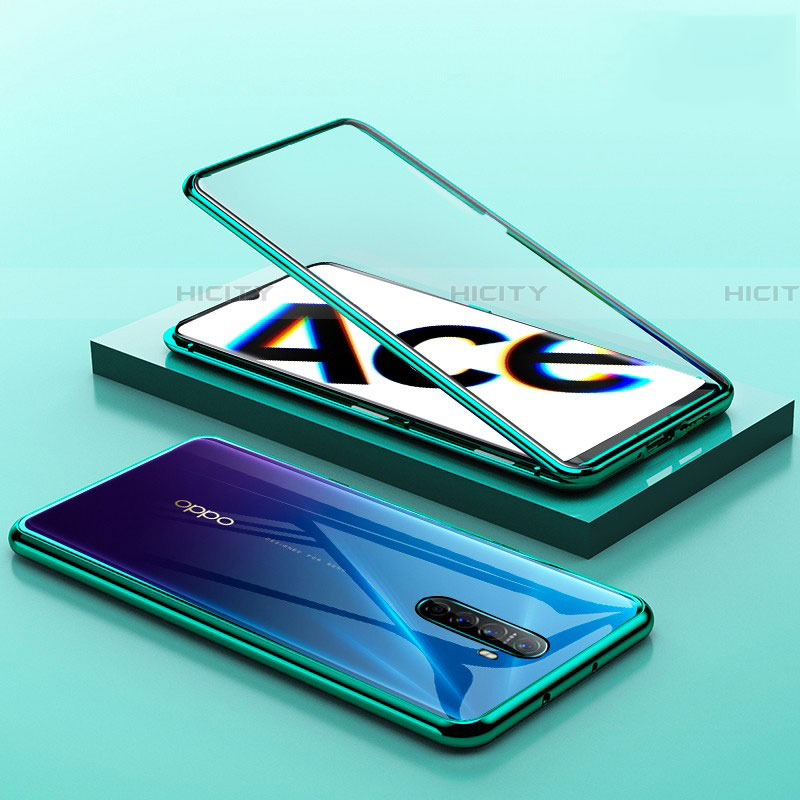 Coque Rebord Bumper Luxe Aluminum Metal Miroir 360 Degres Housse Etui Aimant pour Oppo Reno Ace Plus