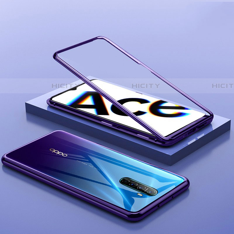 Coque Rebord Bumper Luxe Aluminum Metal Miroir 360 Degres Housse Etui Aimant pour Oppo Reno Ace Plus