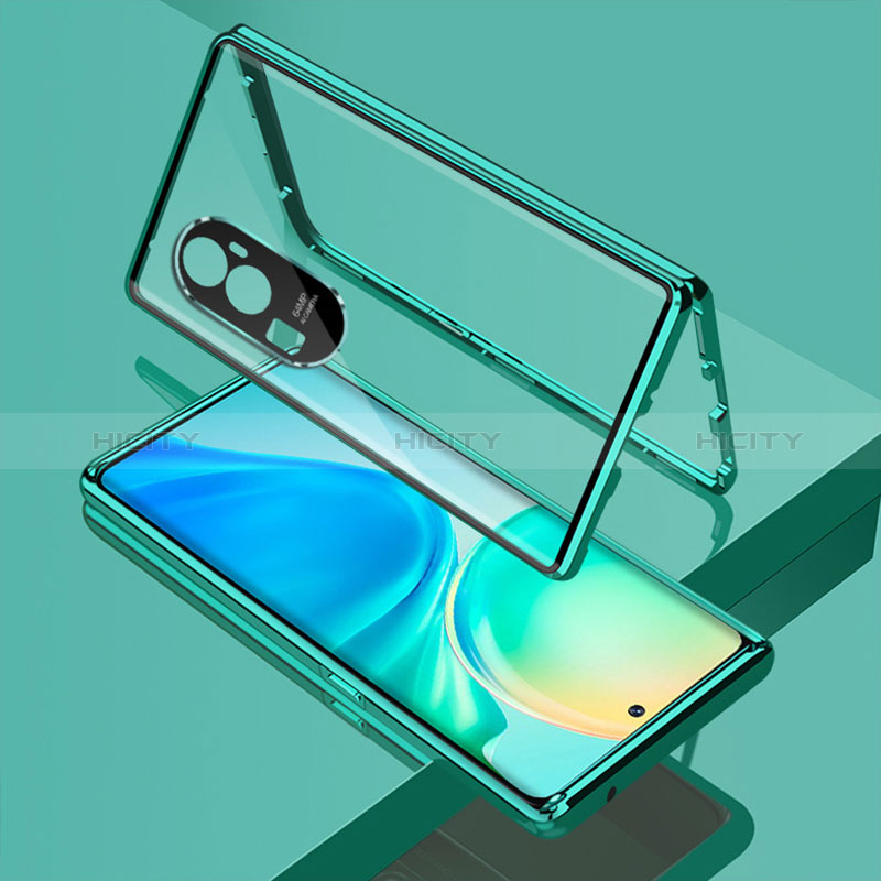 Coque Rebord Bumper Luxe Aluminum Metal Miroir 360 Degres Housse Etui Aimant pour Oppo Reno10 Pro+ Plus 5G Plus