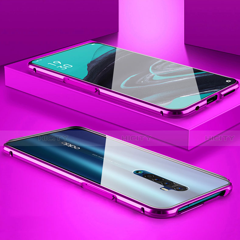 Coque Rebord Bumper Luxe Aluminum Metal Miroir 360 Degres Housse Etui Aimant pour Oppo Reno2 Plus