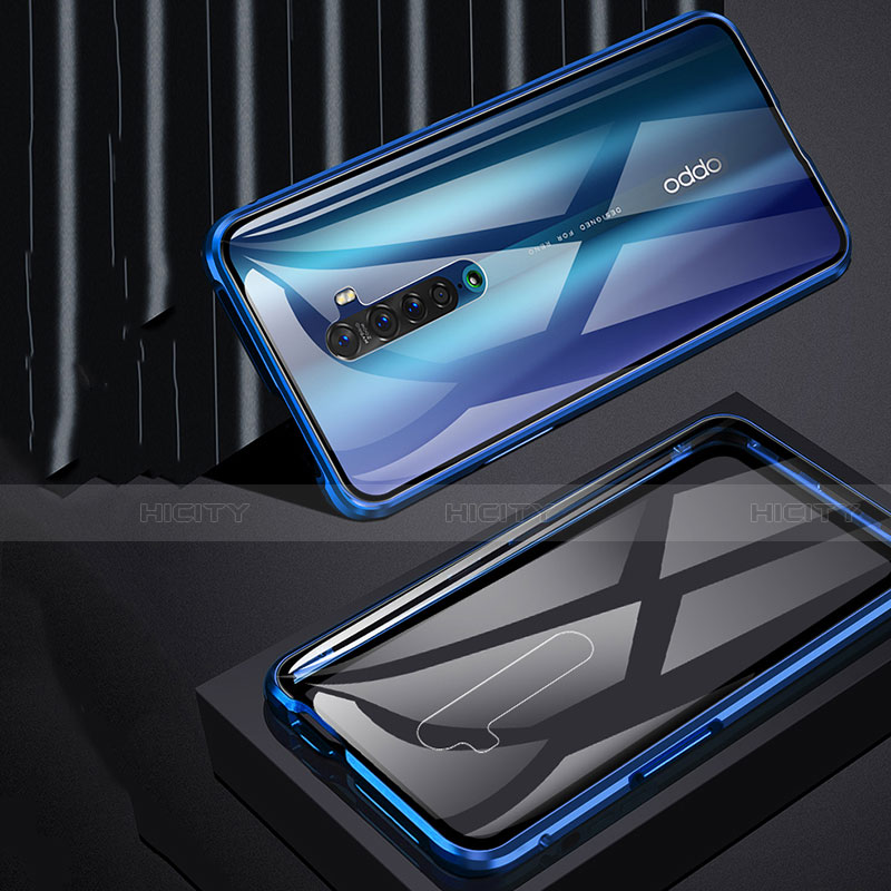 Coque Rebord Bumper Luxe Aluminum Metal Miroir 360 Degres Housse Etui Aimant pour Oppo Reno2 Plus