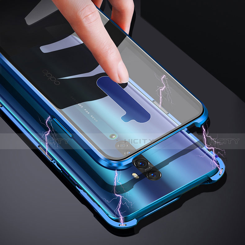 Coque Rebord Bumper Luxe Aluminum Metal Miroir 360 Degres Housse Etui Aimant pour Oppo Reno2 Plus