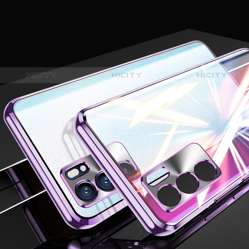 Coque Rebord Bumper Luxe Aluminum Metal Miroir 360 Degres Housse Etui Aimant pour Oppo Reno6 Pro 5G India Plus