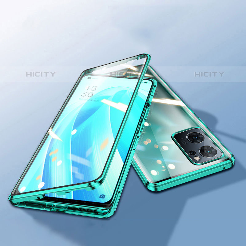 Coque Rebord Bumper Luxe Aluminum Metal Miroir 360 Degres Housse Etui Aimant pour Oppo Reno7 Pro 5G Plus