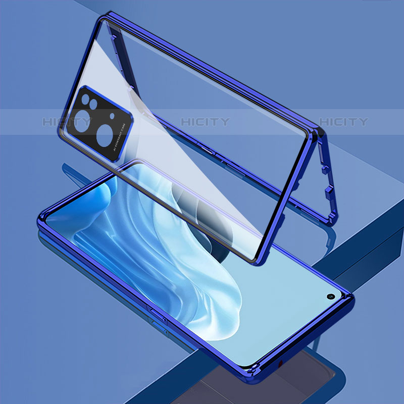 Coque Rebord Bumper Luxe Aluminum Metal Miroir 360 Degres Housse Etui Aimant pour Oppo Reno7 Pro 5G Plus