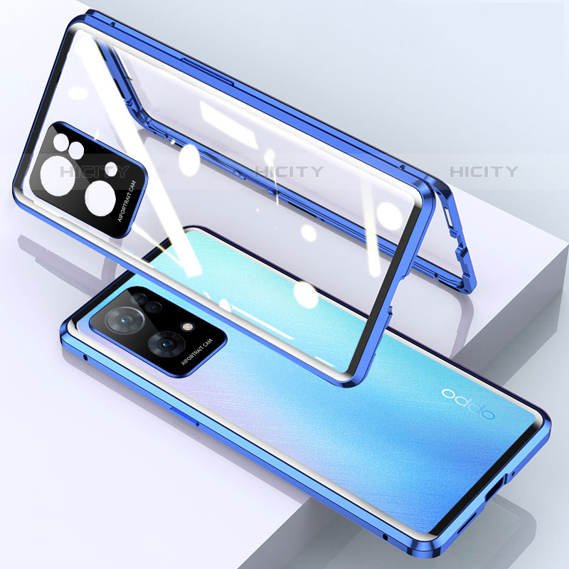 Coque Rebord Bumper Luxe Aluminum Metal Miroir 360 Degres Housse Etui Aimant pour Oppo Reno7 Pro 5G Plus