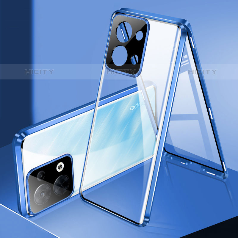 Coque Rebord Bumper Luxe Aluminum Metal Miroir 360 Degres Housse Etui Aimant pour Oppo Reno8 Pro 5G Plus