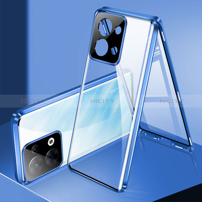 Coque Rebord Bumper Luxe Aluminum Metal Miroir 360 Degres Housse Etui Aimant pour Oppo Reno9 Pro+ Plus 5G Plus