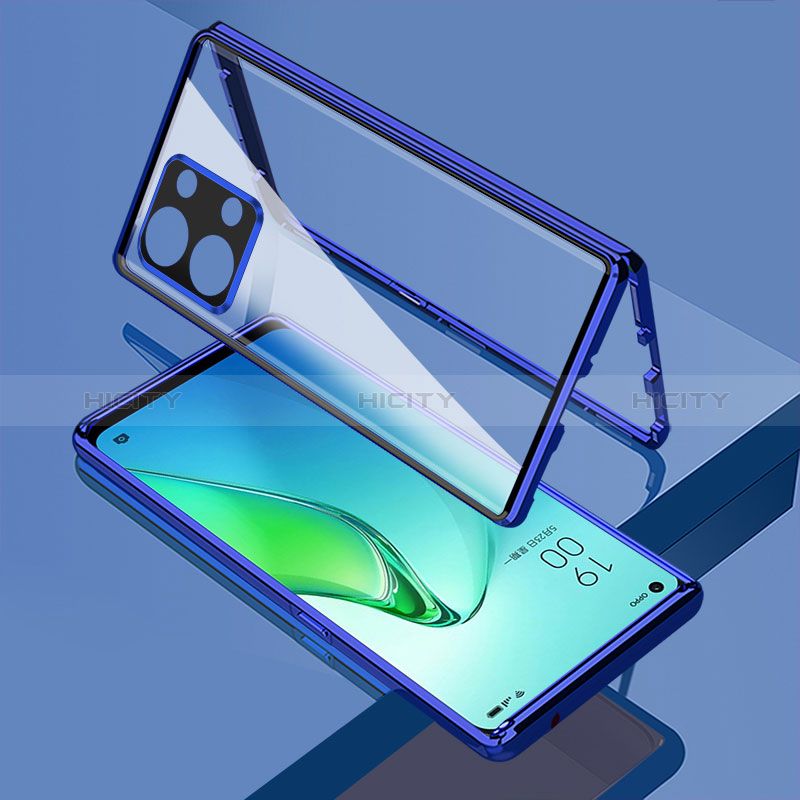 Coque Rebord Bumper Luxe Aluminum Metal Miroir 360 Degres Housse Etui Aimant pour Oppo Reno9 Pro+ Plus 5G Plus