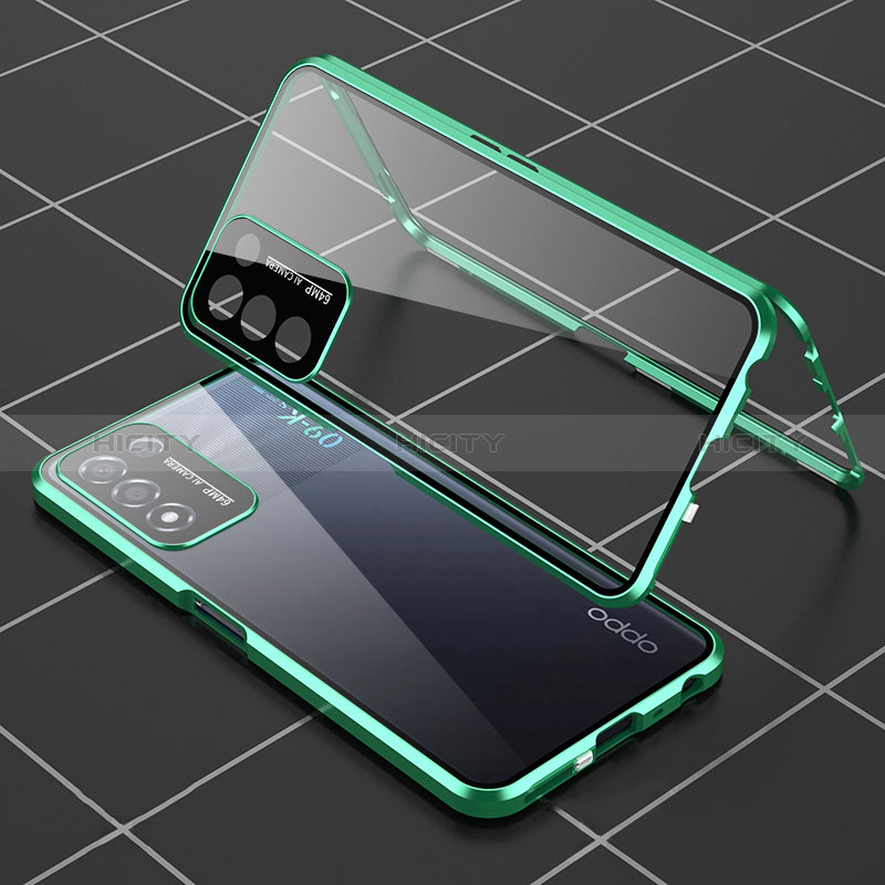 Coque Rebord Bumper Luxe Aluminum Metal Miroir 360 Degres Housse Etui Aimant pour Realme 9 SE 5G Vert Plus