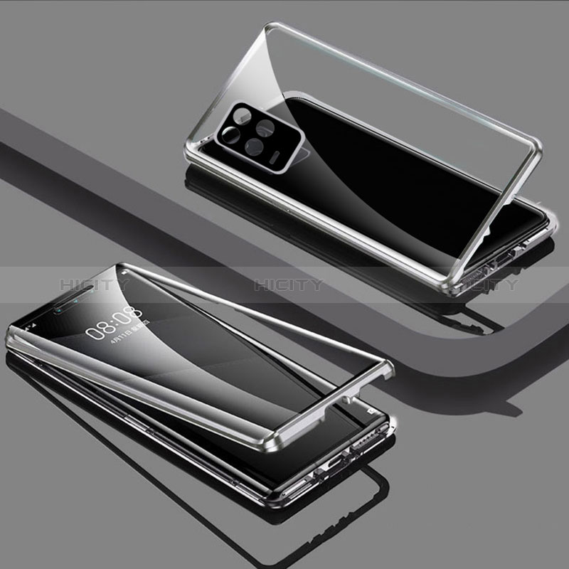 Coque Rebord Bumper Luxe Aluminum Metal Miroir 360 Degres Housse Etui Aimant pour Realme Q3 5G Plus