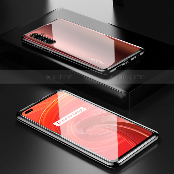 Coque Rebord Bumper Luxe Aluminum Metal Miroir 360 Degres Housse Etui Aimant pour Realme X50 Pro 5G Noir Plus