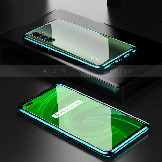 Coque Rebord Bumper Luxe Aluminum Metal Miroir 360 Degres Housse Etui Aimant pour Realme X50 Pro 5G Vert Plus