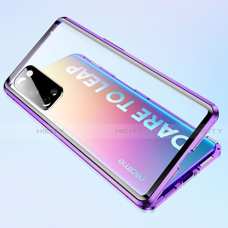 Coque Rebord Bumper Luxe Aluminum Metal Miroir 360 Degres Housse Etui Aimant pour Realme X7 5G Plus