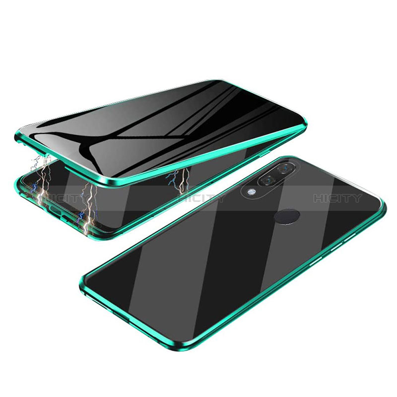 Coque Rebord Bumper Luxe Aluminum Metal Miroir 360 Degres Housse Etui Aimant pour Samsung Galaxy A20 Vert Plus