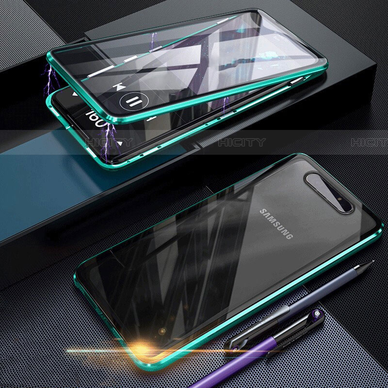 Coque Rebord Bumper Luxe Aluminum Metal Miroir 360 Degres Housse Etui Aimant pour Samsung Galaxy A90 4G Plus