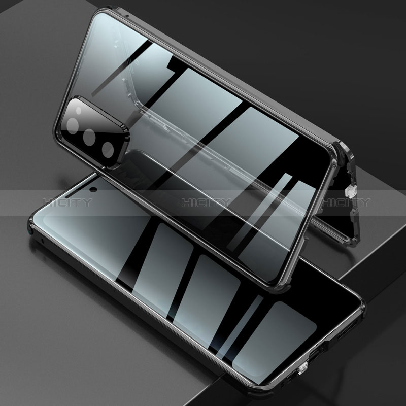 Coque Rebord Bumper Luxe Aluminum Metal Miroir 360 Degres Housse Etui Aimant pour Samsung Galaxy S20 FE (2022) 5G Noir Plus