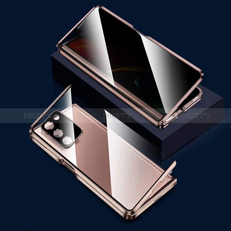 Coque Rebord Bumper Luxe Aluminum Metal Miroir 360 Degres Housse Etui Aimant pour Samsung Galaxy Z Fold2 5G Plus