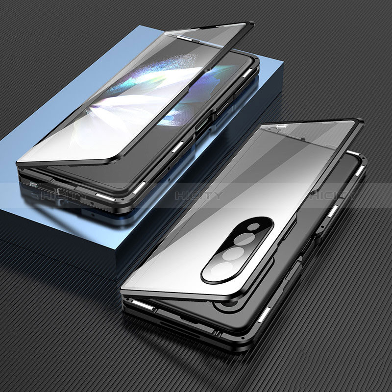 Coque Rebord Bumper Luxe Aluminum Metal Miroir 360 Degres Housse Etui Aimant pour Samsung Galaxy Z Fold3 5G Noir Plus