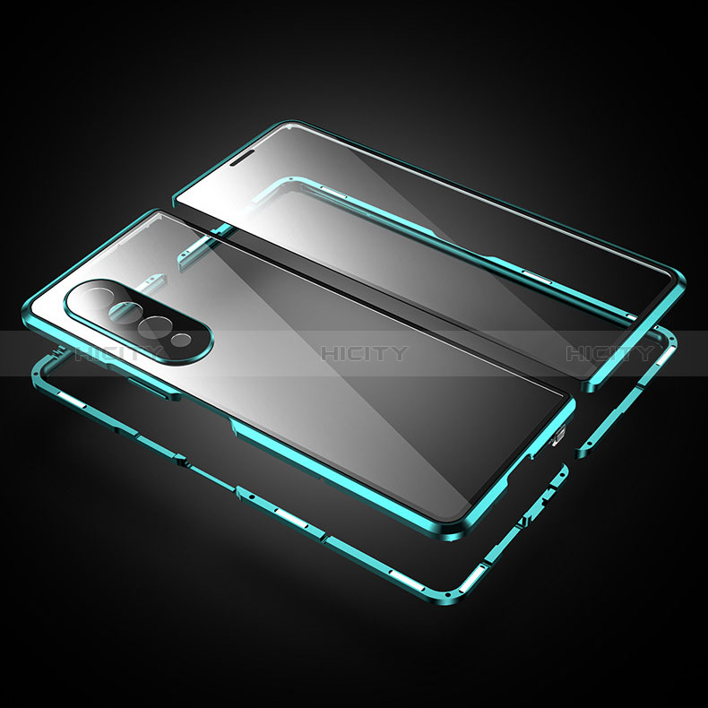 Coque Rebord Bumper Luxe Aluminum Metal Miroir 360 Degres Housse Etui Aimant pour Samsung Galaxy Z Fold3 5G Plus