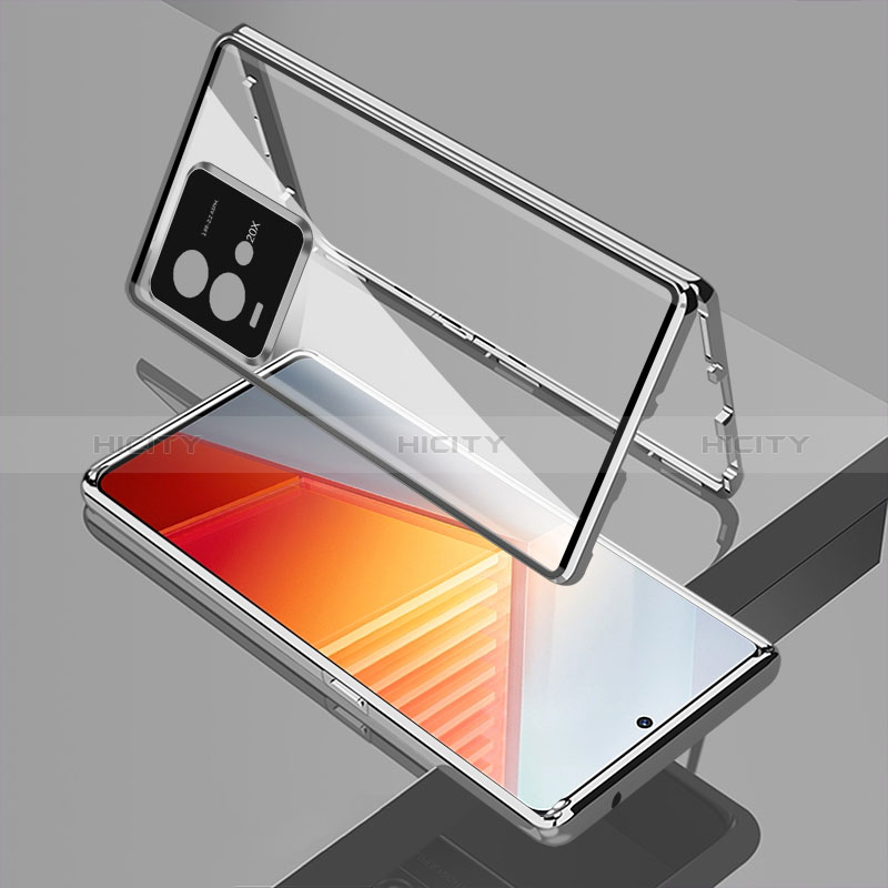 Coque Rebord Bumper Luxe Aluminum Metal Miroir 360 Degres Housse Etui Aimant pour Vivo iQOO 10 5G Plus